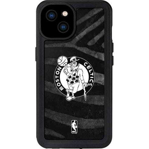 NBA Boston Celtics Black Animal Print iPhone 15 Plus Waterproof Case